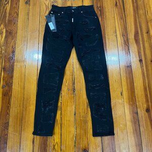 Represent Shredded Denim Black Men's Size 30 Slim Fit M07047-01 NEW